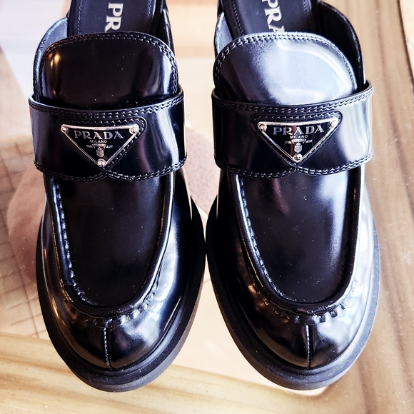 Prada Women's Black Glossy Loafers - Picture 1 of 5